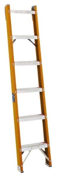 Louisville - 10 Steps, 10' High, Type IA Rating, Fiberglass Shelf Ladder - 300 Lb Load Capacity, 15-3/16" Base Width - Exact Tool & Supply