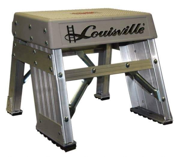 Louisville - 1 Step, 1' High, Type IA Rating, Aluminum Step Stand - 300 Lb Capacity, 15-11/16" Base Width - Exact Tool & Supply
