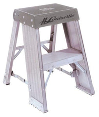Louisville - 2 Steps, 2' High, Type IA Rating, Aluminum Step Stand - 300 Lb Capacity, 17-11/16" Base Width - Exact Tool & Supply