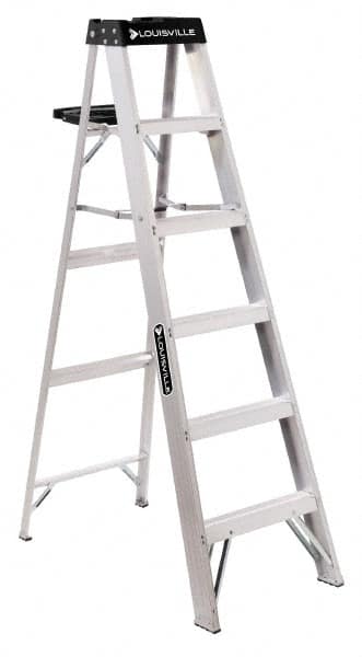 Louisville - 9 Steps, 10' High, Type IA Rating, Aluminum Step Ladder - Exact Tool & Supply