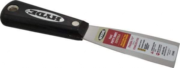 Hyde Tools - 1-1/2" Wide Stainless Steel Putty Knife - Flexible, Nylon Handle, 7-3/4" OAL - Exact Tool & Supply