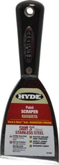 Hyde Tools - Stiff Stainless Steel 1-Edge Scraper - 3" Blade Width, Nylon Handle - Exact Tool & Supply