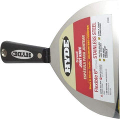 Hyde Tools - 6" Wide Stainless Steel Taping Knife - Flexible, Nylon Handle, 8-1/4" OAL - Exact Tool & Supply