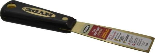 Hyde Tools - 1-1/4" Wide Brass Putty Knife - Stiff, Nylon Handle, 7.6" OAL - Exact Tool & Supply