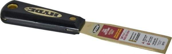Hyde Tools - 1-5/16" Wide Brass Putty Knife - Stiff, Nylon Handle, 7-3/4" OAL - Exact Tool & Supply