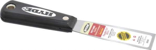 Hyde Tools - 1-1/4" Wide Steel Putty Knife - Flexible, Nylon Handle, 7-3/4" OAL - Exact Tool & Supply