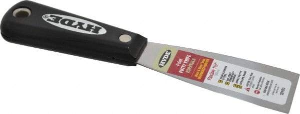 Hyde Tools - 1-1/2" Wide Steel Putty Knife - Flexible, Nylon Handle, 7-3/4" OAL - Exact Tool & Supply