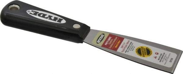 Hyde Tools - 1-1/2" Wide Steel Putty Knife - Stiff, Nylon Handle, 7-3/4" OAL - Exact Tool & Supply