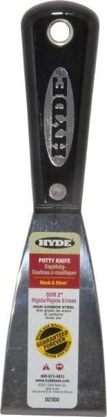 Hyde Tools - 2" Wide Steel Putty Knife - Stiff, Nylon Handle, 7-3/4" OAL - Exact Tool & Supply