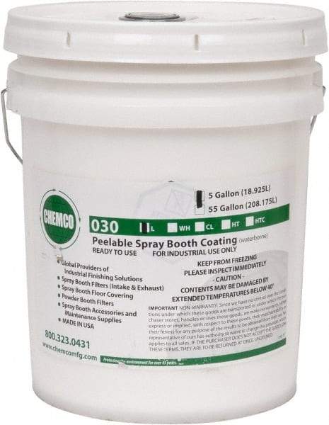 Made in USA - White Water Base Booth Coating - 5 Gallons, Spray, Coverage 250 Square Feet at 2 mil - Exact Tool & Supply