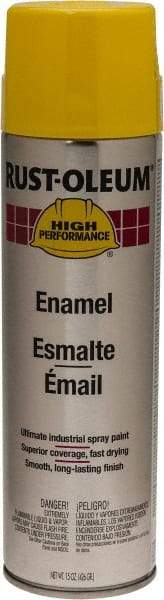 Rust-Oleum - Safety Yellow, 15 oz Net Fill, Gloss, Enamel Spray Paint - 14 Sq Ft per Can, 15 oz Container, Use on Rust Proof Paint - Exact Tool & Supply