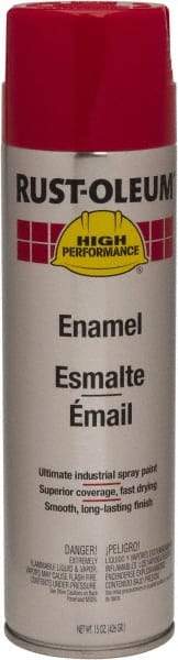 Rust-Oleum - Safety Red, 15 oz Net Fill, Gloss, Enamel Spray Paint - 14 Sq Ft per Can, 15 oz Container, Use on Rust Proof Paint - Exact Tool & Supply