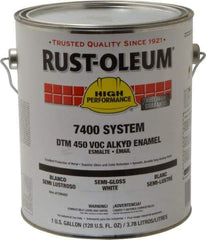 Rust-Oleum - 1 Gal White Semi Gloss Finish Industrial Enamel Paint - Interior/Exterior, Direct to Metal, <450 gL VOC Compliance - Exact Tool & Supply