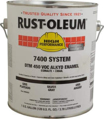 Rust-Oleum - 1 Gal Silver Gray Gloss Finish Industrial Enamel Paint - Interior/Exterior, Direct to Metal, <450 gL VOC Compliance - Exact Tool & Supply