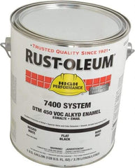Rust-Oleum - 1 Gal Black Flat Finish Industrial Enamel Paint - Interior/Exterior, Direct to Metal, <450 gL VOC Compliance - Exact Tool & Supply