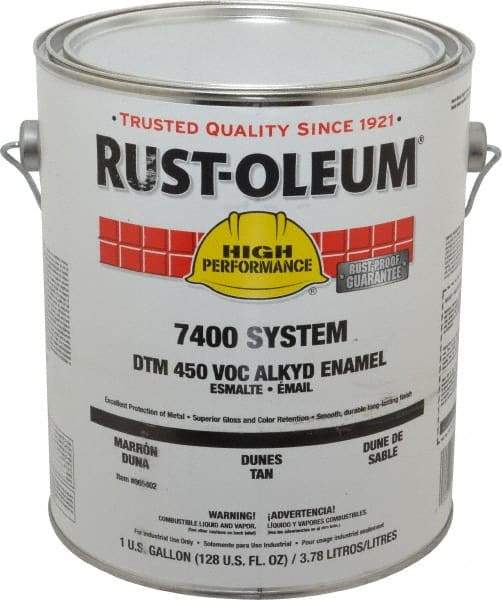 Rust-Oleum - 1 Gal Dunes Tan Gloss Finish Industrial Enamel Paint - Interior/Exterior, Direct to Metal, <450 gL VOC Compliance - Exact Tool & Supply