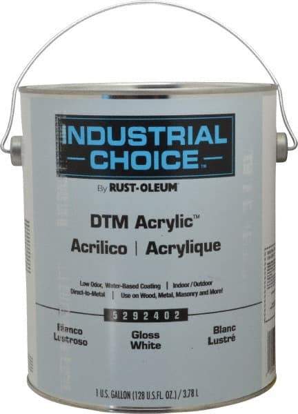 Rust-Oleum - 1 Gal White Gloss Finish Alkyd Enamel Paint - Interior/Exterior, Direct to Metal, <250 gL VOC Compliance - Exact Tool & Supply