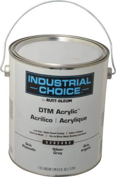Rust-Oleum - 1 Gal Silver Gray Semi Gloss Finish Alkyd Enamel Paint - Interior/Exterior, Direct to Metal, <250 gL VOC Compliance - Exact Tool & Supply