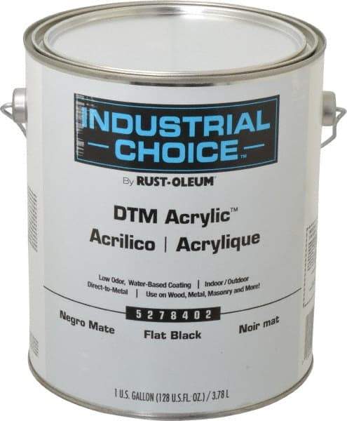 Rust-Oleum - 1 Gal Black Flat Finish Acrylic Enamel Paint - Interior/Exterior, Direct to Metal, <250 gL VOC Compliance - Exact Tool & Supply