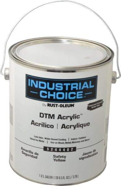 Rust-Oleum - 1 Gal Safety Yellow High Gloss Finish Acrylic Enamel Paint - Interior/Exterior, Direct to Metal, <250 gL VOC Compliance - Exact Tool & Supply