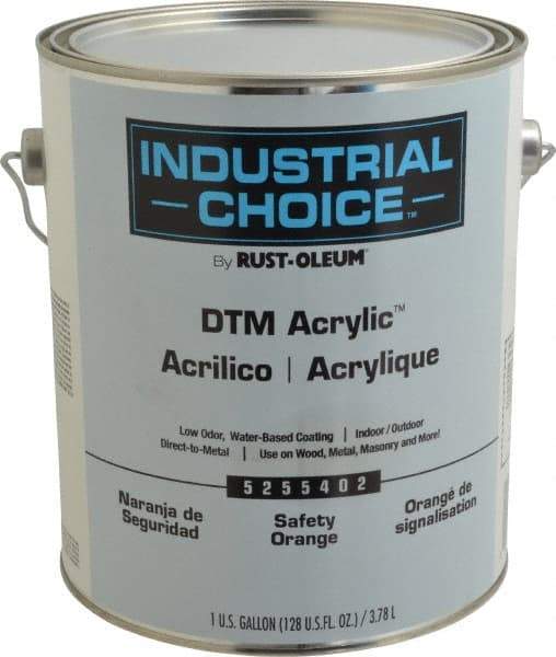 Rust-Oleum - 1 Gal Safety Orange Semi Gloss Finish Alkyd Enamel Paint - Interior/Exterior, Direct to Metal, <250 gL VOC Compliance - Exact Tool & Supply
