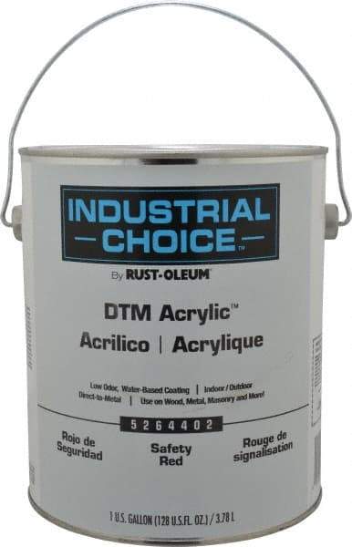 Rust-Oleum - 1 Gal Safety Red Semi Gloss Finish Acrylic Enamel Paint - Interior/Exterior, Direct to Metal, <250 gL VOC Compliance - Exact Tool & Supply