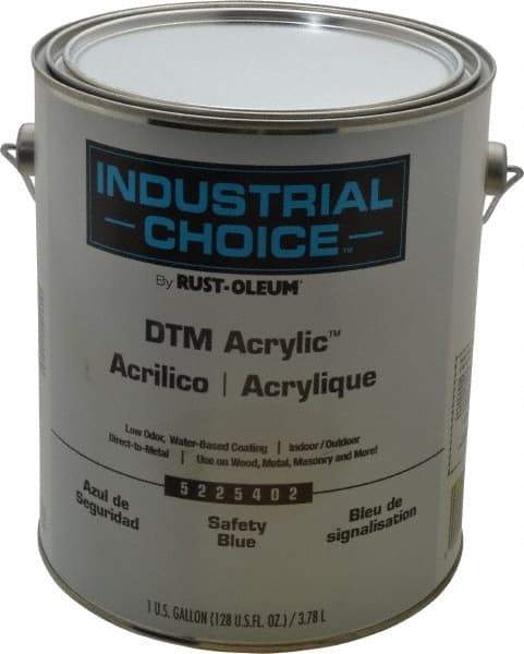 Rust-Oleum - 1 Gal Safety Blue Semi Gloss Finish Alkyd Enamel Paint - Interior/Exterior, Direct to Metal, <250 gL VOC Compliance - Exact Tool & Supply