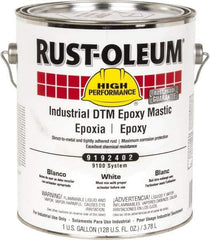 Rust-Oleum - 1 Gal Gloss White Epoxy Mastic - 100 to 225 Sq Ft/Gal Coverage, <340 g/L VOC Content, Direct to Metal - Exact Tool & Supply