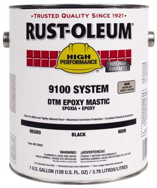 Rust-Oleum - 1 Gal Gloss Aluminum Epoxy Mastic - 100 to 225 Sq Ft/Gal Coverage, <340 g/L VOC Content, Direct to Metal - Exact Tool & Supply