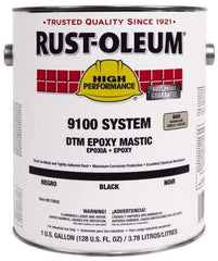 Rust-Oleum - 1 Gal Gloss Black Epoxy Mastic - 100 to 225 Sq Ft/Gal Coverage, <340 g/L VOC Content, Direct to Metal - Exact Tool & Supply