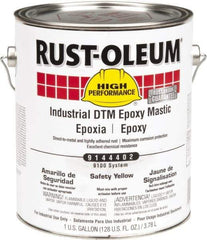 Rust-Oleum - 1 Gal Gloss Safety Yellow Epoxy Mastic - 100 to 225 Sq Ft/Gal Coverage, <340 g/L VOC Content, Direct to Metal - Exact Tool & Supply
