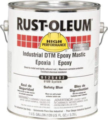 Rust-Oleum - 1 Gal Gloss Safety Blue Epoxy Mastic - 100 to 225 Sq Ft/Gal Coverage, <340 g/L VOC Content, Direct to Metal - Exact Tool & Supply