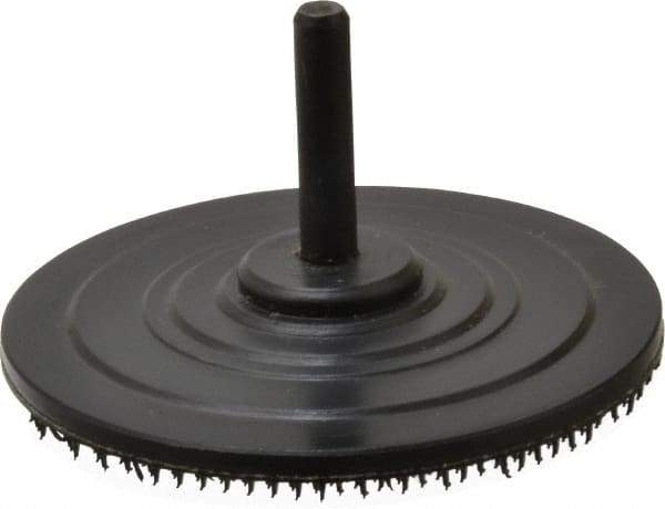 AutoQuip - 3" Diam Hook & Loop Disc Backing Pad - 1/4" Shank Diam, Firm Density, 18,000 RPM - Exact Tool & Supply