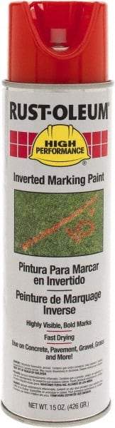 Rust-Oleum - 15 fl oz Orange Marking Paint - 300' to 350' Coverage at 1-1/2" Wide, Solvent-Based Formula - Exact Tool & Supply