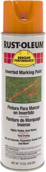 Rust-Oleum - 15 fl oz Orange Marking Paint - 300' to 350' Coverage at 1-1/2" Wide, Solvent-Based Formula - Exact Tool & Supply