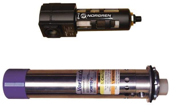 Vortec - 2,500 BTU per Hour, Vortex Enclosure Cooler without Thermostat - 1/2 Inch Diameter, 1/4 NPT Thread, 35 Cubic Ft. per min - Exact Tool & Supply