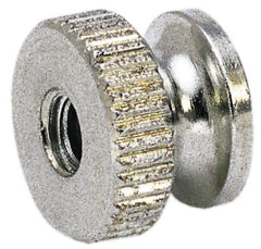 Electro Hardware - #10-24 UNC Thread, Uncoated, Grade 302, 303 Stainless Steel Round Knurled Thumb Nut - 11/32" Overall Height, 1/2" Head Diam - Exact Tool & Supply