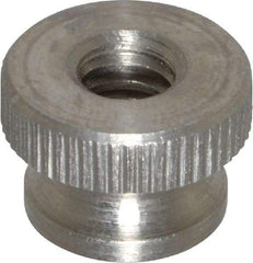 Electro Hardware - 1/4-20" UNC Thread, Uncoated, Grade 302, 303 Stainless Steel Round Knurled Thumb Nut - 3/8" Overall Height, 9/16" Head Diam - Exact Tool & Supply