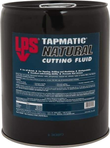 LPS - Tapmatic Natural, 5 Gal Pail Cutting & Tapping Fluid - Straight Oil, For Boring, Broaching, Drilling, Engraving, Facing, Milling, Reaming, Sawing, Tapping, Threading, Turning - Exact Tool & Supply