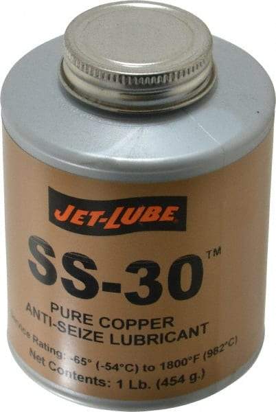Jet-Lube - 1 Lb Can High Temperature Anti-Seize Lubricant - Copper, -65 to 1,800°F, Copper Colored, Water Resistant - Exact Tool & Supply