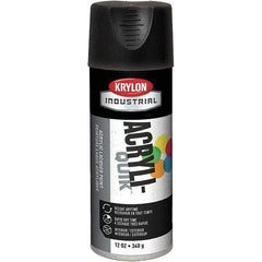 Krylon - Black, 12 oz Net Fill, Flat, Lacquer Spray Paint - 15 to 20 Sq Ft per Can, 16 oz Container, Use on Cabinets, Color Coding Steel & Lumber, Conduits, Drums, Ducts, Fabric, Furniture, Motors, Pipelines, Tools - Exact Tool & Supply