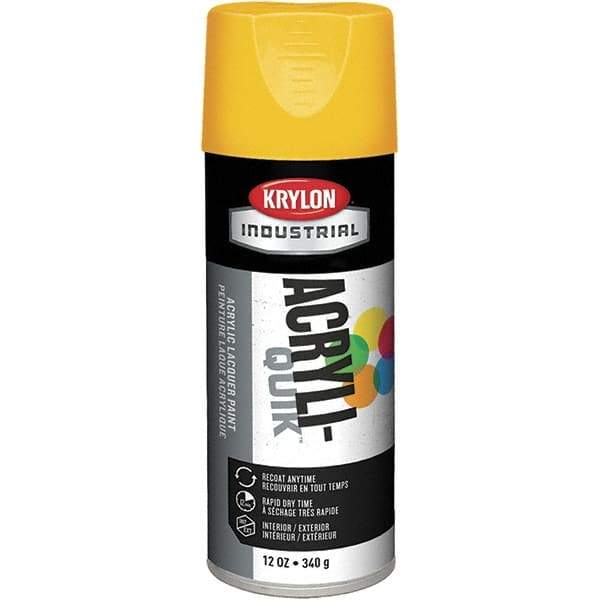 Krylon - OSHA Yellow, 12 oz Net Fill, Gloss, Enamel Spray Paint - 15 to 20 Sq Ft per Can, 12 oz Container, Use on Ceramics, Glass, Metal, Plaster, Wood - Exact Tool & Supply