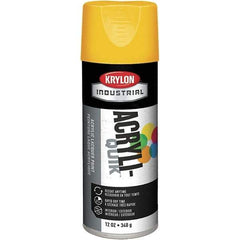 Krylon - OSHA Yellow, 12 oz Net Fill, Gloss, Enamel Spray Paint - 15 to 20 Sq Ft per Can, 12 oz Container, Use on Ceramics, Glass, Metal, Plaster, Wood - Exact Tool & Supply