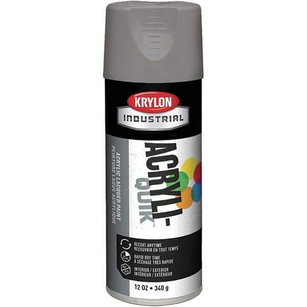 Krylon - Smoke Gray, 12 oz Net Fill, Gloss, Lacquer Spray Paint - 15 to 20 Sq Ft per Can, 16 oz Container, Use on Cabinets, Color Coding Steel & Lumber, Conduits, Drums, Ducts, Furniture, Motors, Pipelines, Tools - Exact Tool & Supply