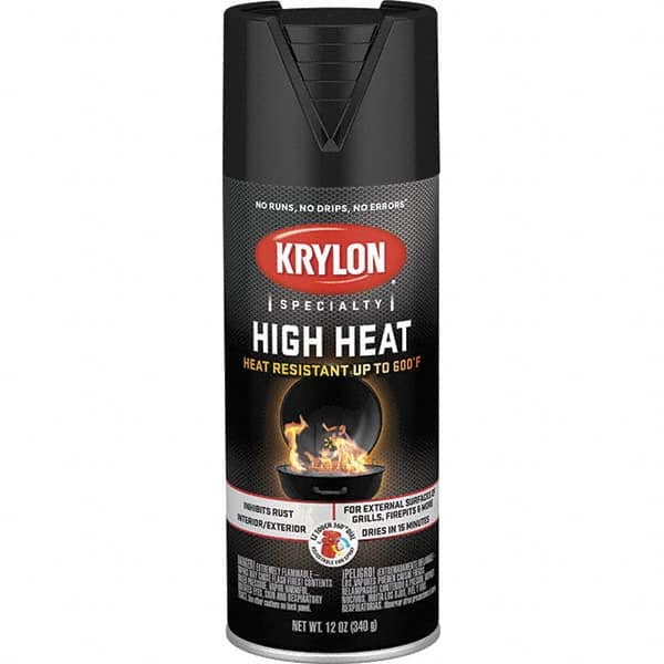 Krylon - Black, 12 oz Net Fill, Satin, High-Heat Spray Paint - Exact Tool & Supply