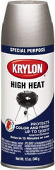 Krylon - Aluminum (Color), 12 oz Net Fill, Satin, High-Heat Metallic Spray Paint - 15 to 20 Sq Ft per Can, 12 oz Container - Exact Tool & Supply