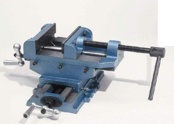 Palmgren - 6" Jaw Opening Capacity x 2" Throat Depth, Horizontal Drill Press Vise - 8" Wide Jaw, Cross Slide Base, Standard Speed, 8" OAL x 7-1/4" Overall Height - Exact Tool & Supply