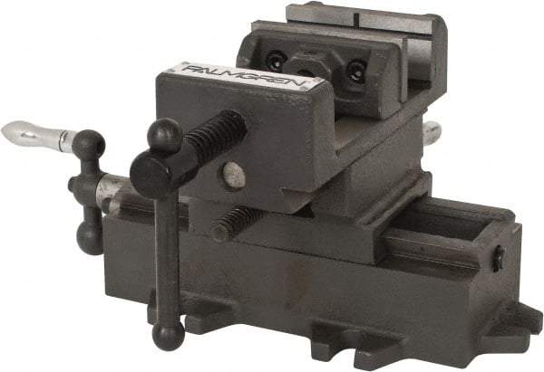 Palmgren - 3" Jaw Opening Capacity x 1-3/8" Throat Depth, Horizontal Drill Press Vise - 3" Wide Jaw, Cross Slide Base, Standard Speed, 5-1/2" OAL x 5-5/8" Overall Height - Exact Tool & Supply