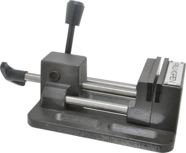 Palmgren - 3" Jaw Opening Capacity x 1" Throat Depth, Horizontal Drill Press Vise - 3" Wide Jaw, Stationary Base, Standard Speed, 12-1/4" OAL x 2-3/4" Overall Height - Exact Tool & Supply