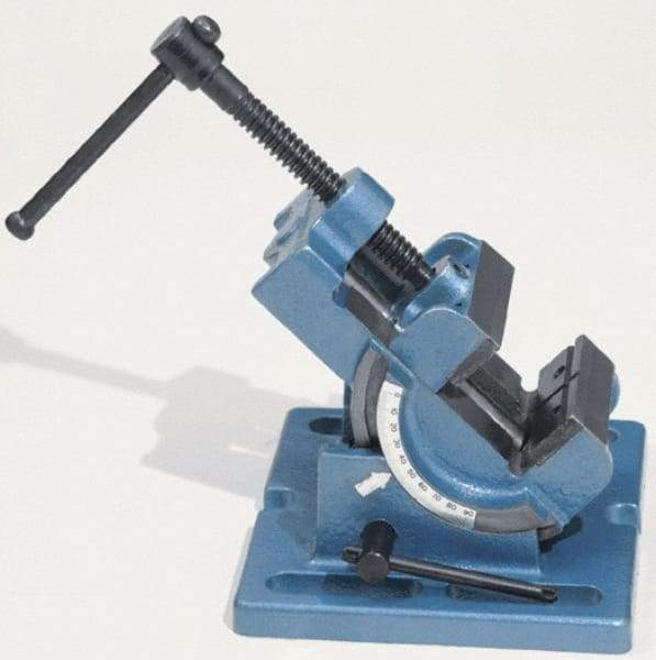 Palmgren - 4" Jaw Opening Capacity x 1-3/4" Throat Depth, Angle Drill Press Vise - 4" Wide Jaw, Stationary Base, Rapid Action, 7-3/8" OAL x 4-1/2" Overall Height - Exact Tool & Supply